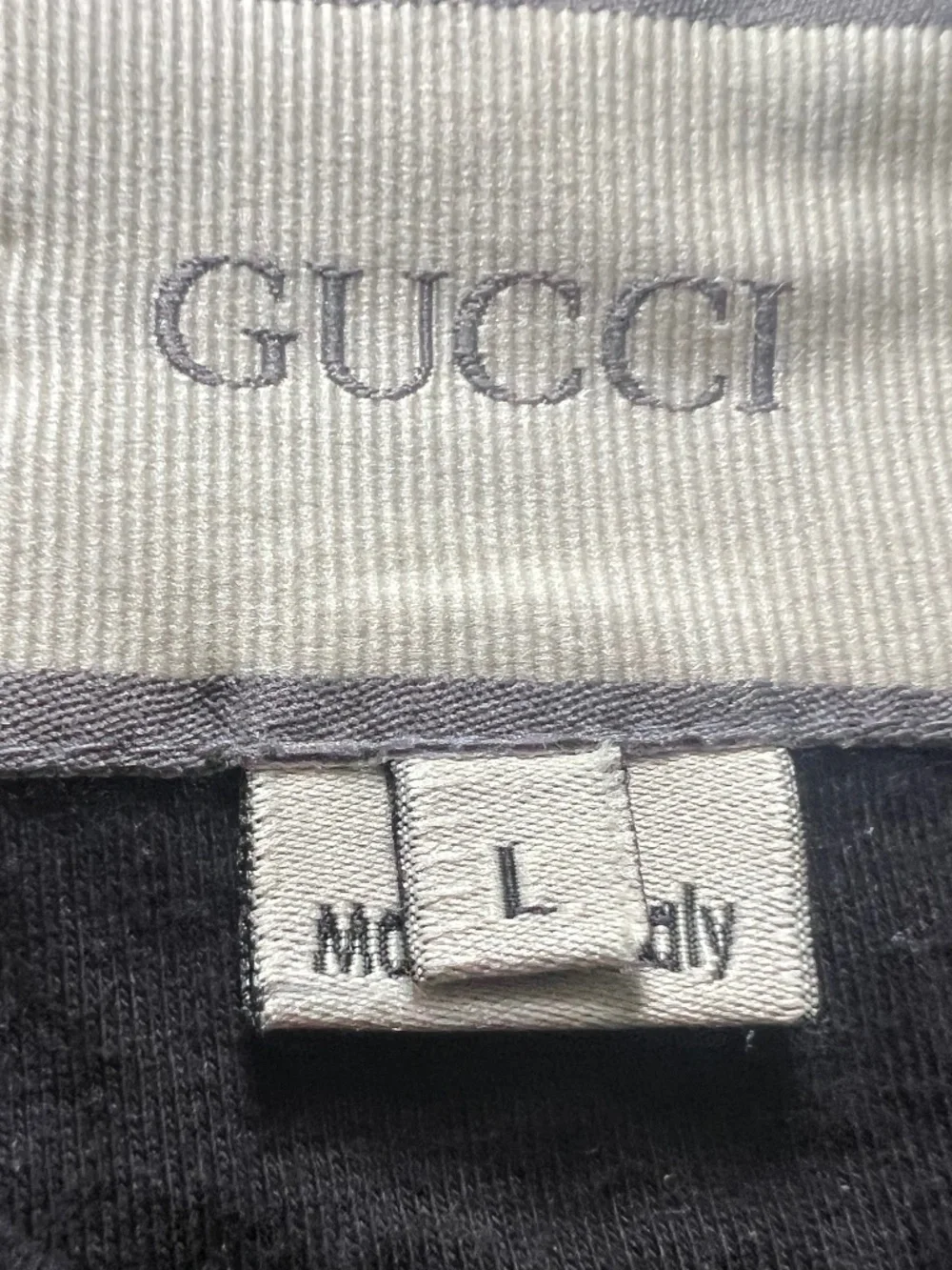 GUCCI Mens T-Shirt Size L Logo Black Check Photos!